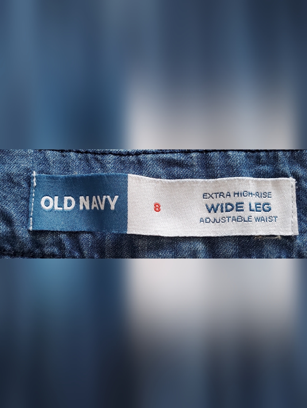 Old Navy Extra High-Rise Wide Leg Jeans Adjustable Waist SZ 8 - Picture 2 of 13